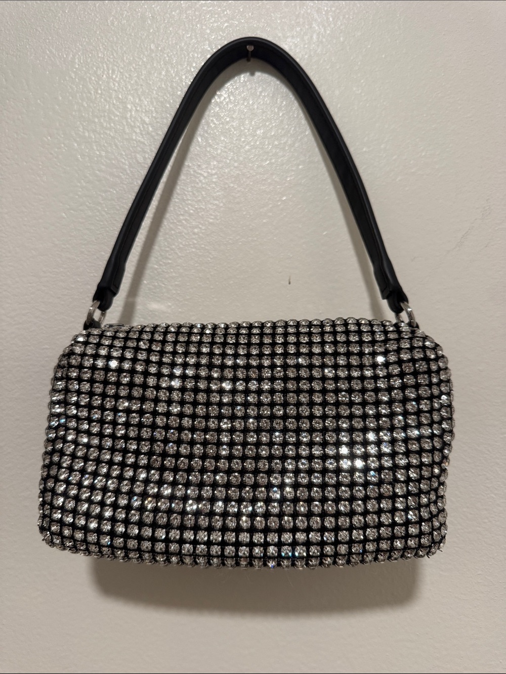 Alexander Wang Black Crystal Mesh Shoulder Clutch